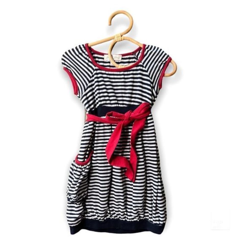 Luna Luna Dress nautical striped red white blue  4T 4 Toddler